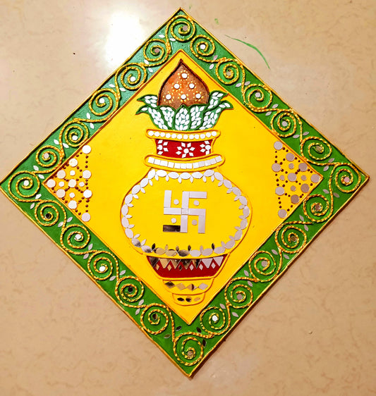 Lippan Art wall hanging features a traditional Kalash design